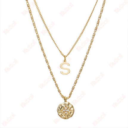 simple style gold necklace letters